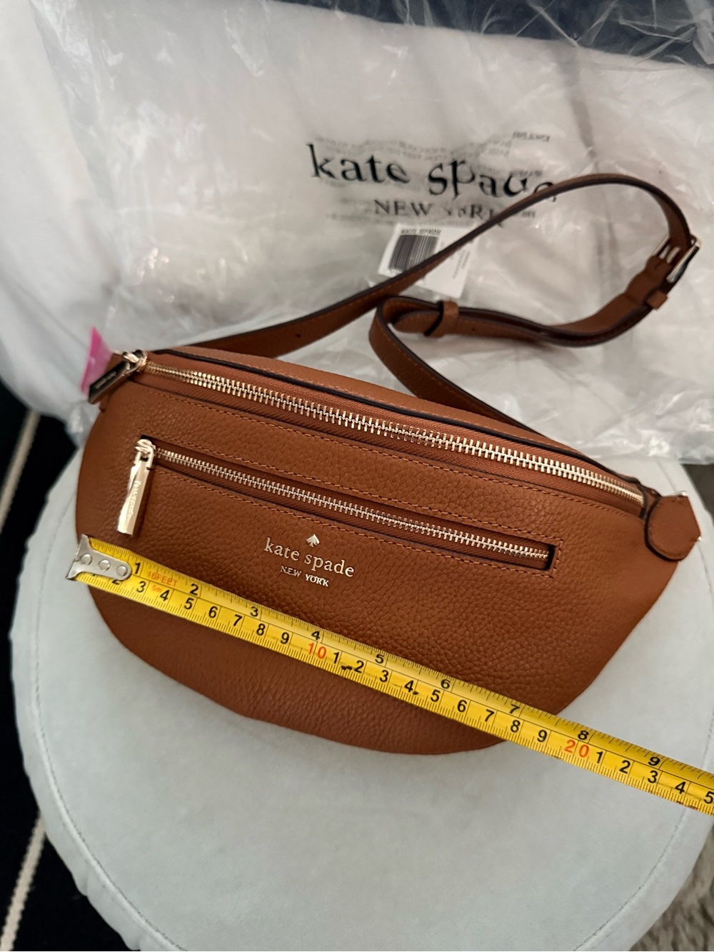 kate spade New York Chestnut Brown Pebbled Leather Crossbody Belt Bag - Picture 6 of 13